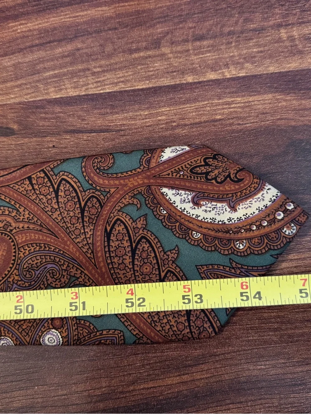DIOR  Monsieur Vintage Teal and Brown Paisley Silk Tie Made in USA